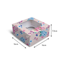 Square Box with window for 4 Cupcakes/Small Cakes - 6x6x3" - Pink Blossom